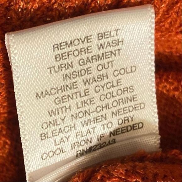 NEW YORK & COMPANY Orange Metallic Belted Sweater Dress Size XS - Picture 11 of 11